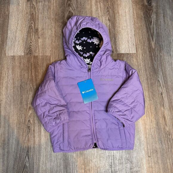 Columbia Girls Size 2T Reversible Purple Hooded Jacket SC5505 $90 New - Picture 1 of 7